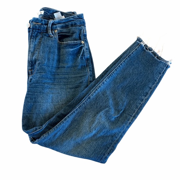 Good American Denim - Good American High Rise Straight Leg Jeans Size 27 Medium Wash Denim Size 4